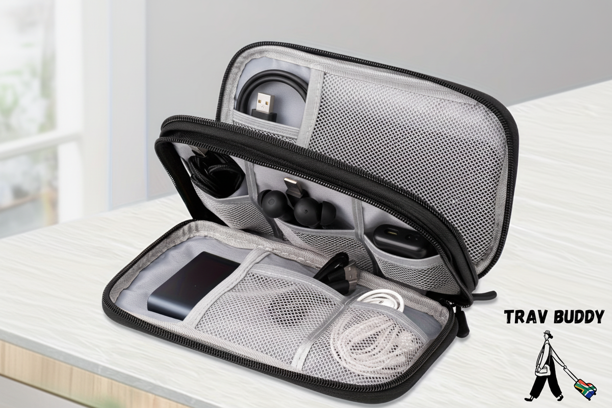 Trav Buddy Tech Organizer Case Black Cables